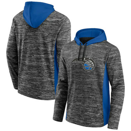 Men's Orlando Magic Heathered Charcoal Blue Instant Replay Color Block Pullover Hoodie