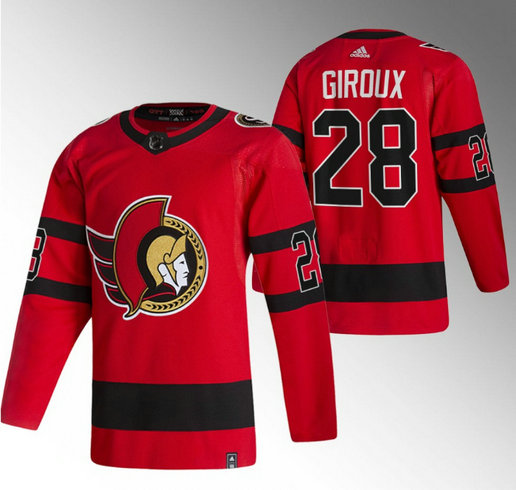 Men's Ottawa Senators #28 Claude Giroux 2021 Red Reverse Retro Stitched Jersey