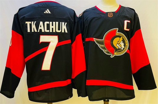 Men's Ottawa Senators #7 Brady Tkachuk Black Stitched Jersey