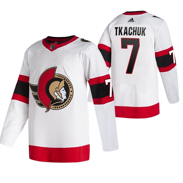 Men's Ottawa Senators #7 Brady Tkachuk White Stitched Jersey