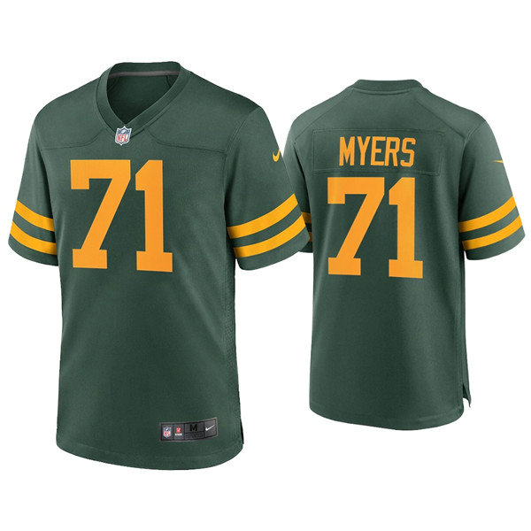 Men's Packers #71 Josh Myers Alternate Limited Green Jersey