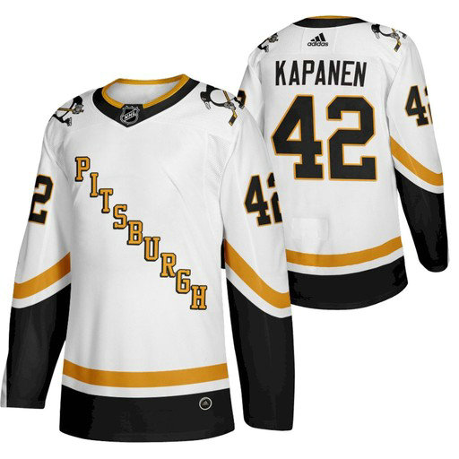 Men's Penguins #42 Kasperi Kapanen 2021 Reverse Retro White Jersey