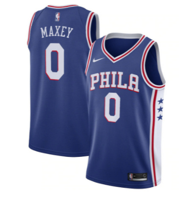 Men's Philadelphia 76ers #0 Tyrese Maxey Royal Icon Edition Stitched Swingman Jersey