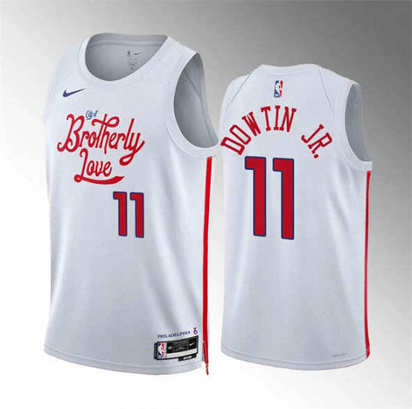 Men's Philadelphia 76ers #11 Jeff Dowtin Jr White City Edition Stitched Jersey