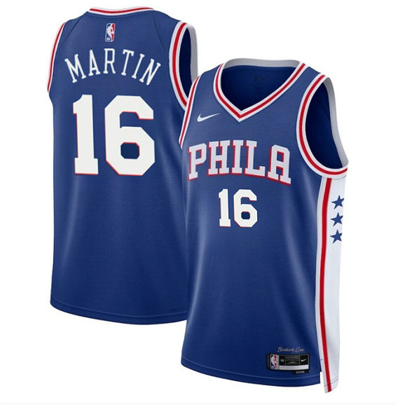 Men's Philadelphia 76ers #16 Caleb Martin Royal Icon Edition Stitched Jersey