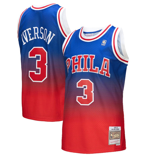 Men's Philadelphia 76ers #3 Allen Iverson Red Royal Mitchell & Ness Swingman Stitched Jersey