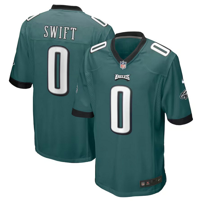 Men's Philadelphia Eagles #0 D'Andre Swift Green 2023 Draft Stitched Game Jersey