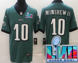 Men's Philadelphia Eagles #10 Gardner Minshew II Limited Green Super Bowl LVII Vapor Jersey