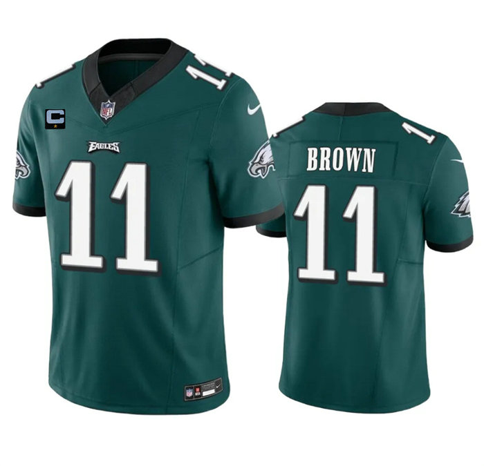 Men's Philadelphia Eagles #11 A. J. Brown Green 2023 F.U.S.E. With 1-Star C Patch Vapor Untouchable Limited Stitched Football Jersey