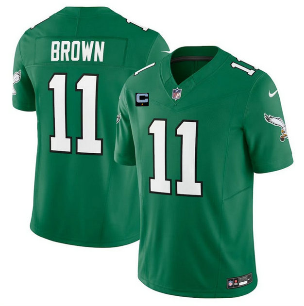 Men's Philadelphia Eagles #11 A. J. Brown Green 2023 F.U.S.E. With 1-Star C Patch Vapor Untouchable Limited Stitched Jersey