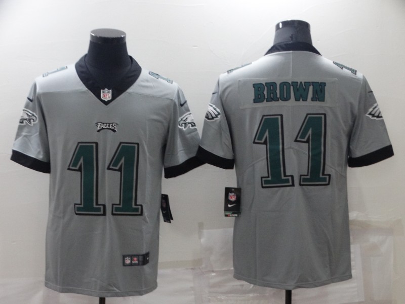 Men's Philadelphia Eagles #11 A. J. Brown Grey Vapor Untouchable Limited Stitched Jersey