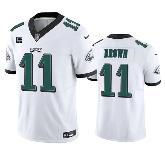 Men's Philadelphia Eagles #11 A. J. Brown White 2023 F.U.S.E. With 1-Star C Patch Vapor Untouchable Limited Stitched Football Jersey