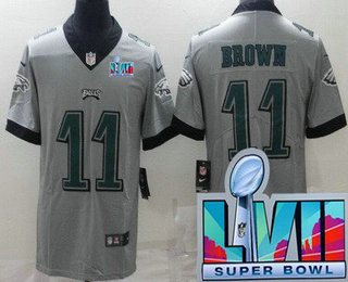 Men's Philadelphia Eagles #11 AJ Brown Limited Gray Inverted Super Bowl LVII Vapor Jersey