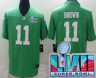 Men's Philadelphia Eagles #11 AJ Brown Limited Green Rush Super Bowl LVII Vapor Jersey