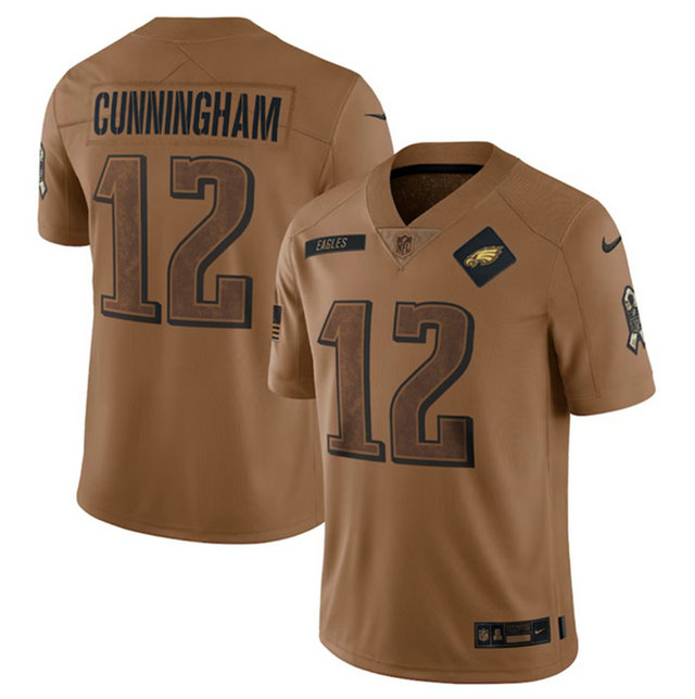 Men's Philadelphia Eagles #12 Randall Cunningham 2023 Brown Salute To Service Limited Stitched Football Jersey