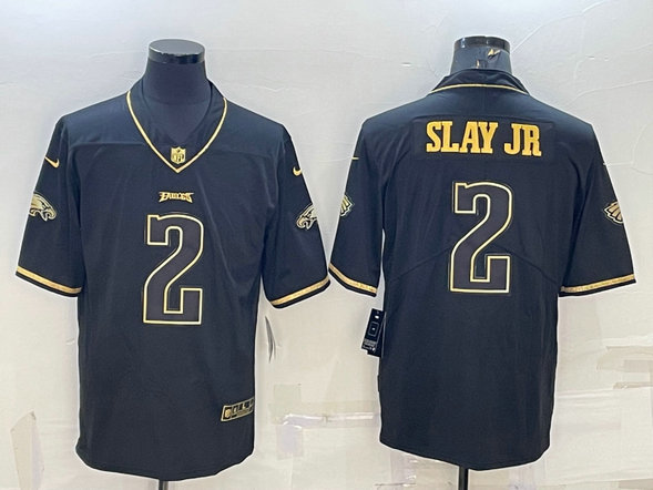 Men's Philadelphia Eagles #2 Darius Slay Jr Black Golden Edition Stitched NFL Nike Limited Jersey