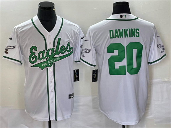 Men's Philadelphia Eagles #20 Brian Dawkins White Cool Base Stitched Baseball Jersey