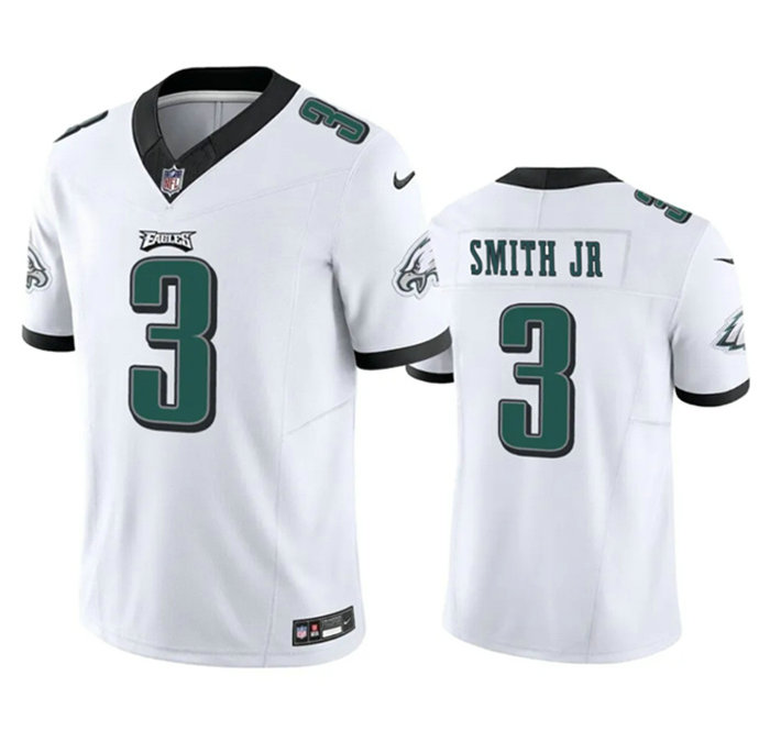 Men's Philadelphia Eagles #3 Nolan Smith JR White 2023 F.U.S.E. Vapor Untouchable Limited Stitched Football Jersey