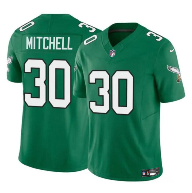 Men's Philadelphia Eagles #30 Quinyon Mitchell Kelly Green 2024 Draft F.U.S.E Vapor UntouchableThrowback Limited Stitched Football Jersey