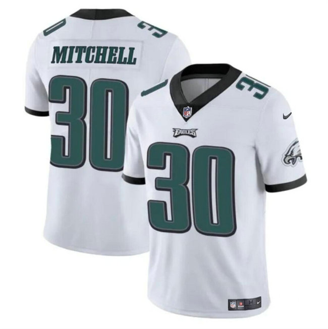 Men's Philadelphia Eagles #30 Quinyon Mitchell White 2024 Draft Vapor Untouchable Limited Stitched Football Jersey