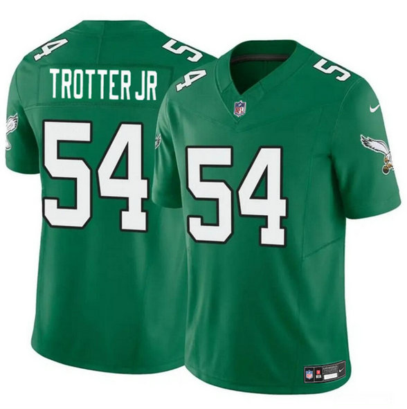 Men's Philadelphia Eagles #54 Jeremiah Trotter Jr Green 2024 Draft F.U.S.E Vapor Untouchable Throwback Limited Stitched Football Jersey