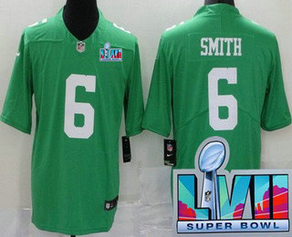 Men's Philadelphia Eagles #6 DeVonta Smith Limited Green Rush Super Bowl LVII Vapor Jersey
