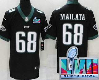 Men's Philadelphia Eagles #68 Jordan Mailata Limited Black Super Bowl LVII Vapor Jersey