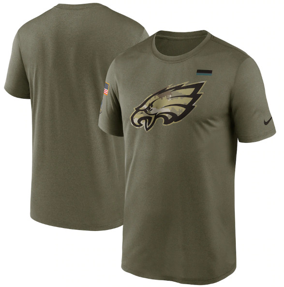 Men's Philadelphia Eagles 2021 Olive Salute To Service Legend Performance T-Shirt