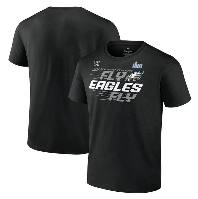 Men's Philadelphia Eagles Black 2022 NFC Champions Team Slogan T-Shirt