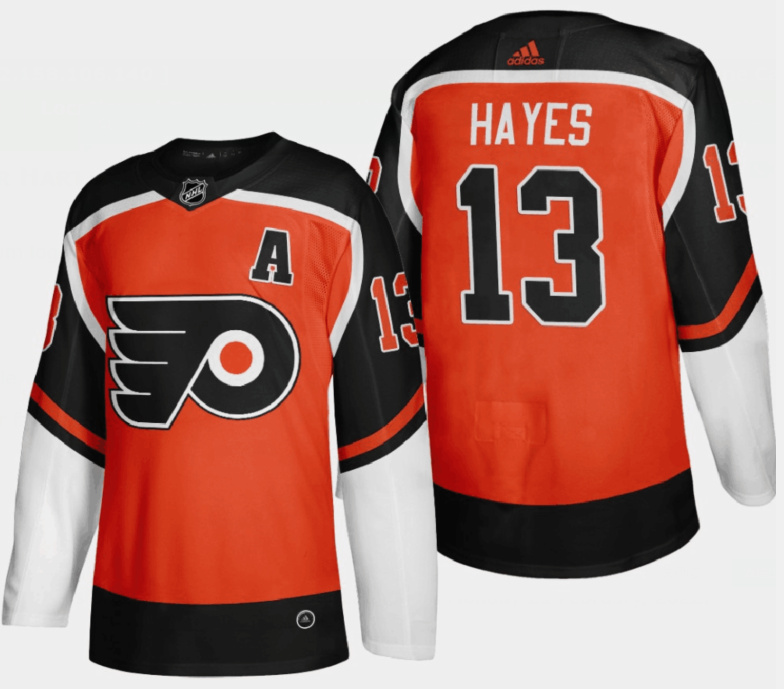 Men's Philadelphia Flyers #13 Kevin Hayes Orange Reverse Retro Stitched NHL Jersey