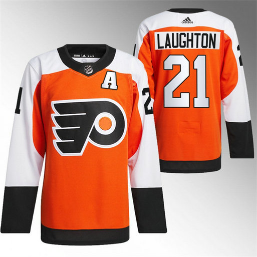 Men's Philadelphia Flyers #21 Scott Laughton 2023 24 Orange Stitched Jersey
