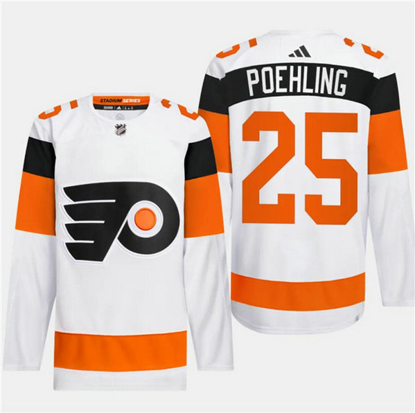 Men's Philadelphia Flyers #25 Ryan Poehling White 2024 Stadium Series Stitched Jersey