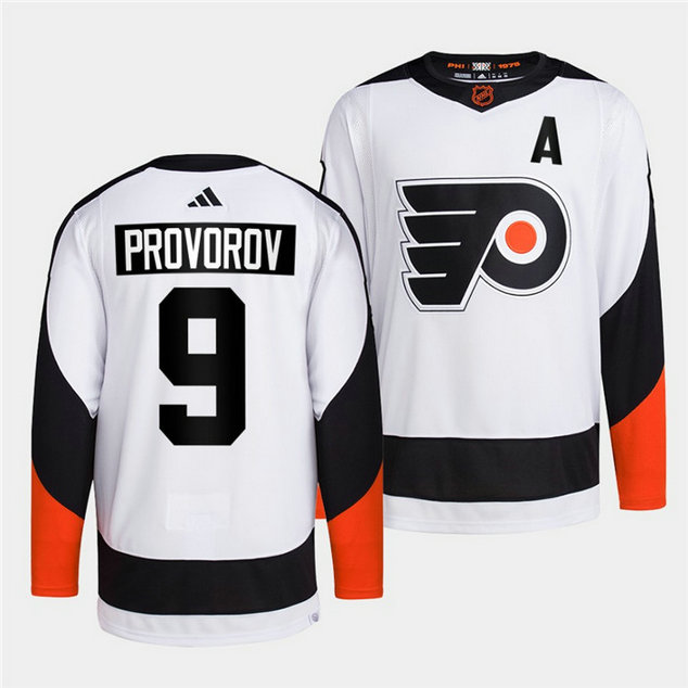 Men's Philadelphia Flyers #9 Ivan Provorov White 2022 Reverse Retro Stitched Jersey