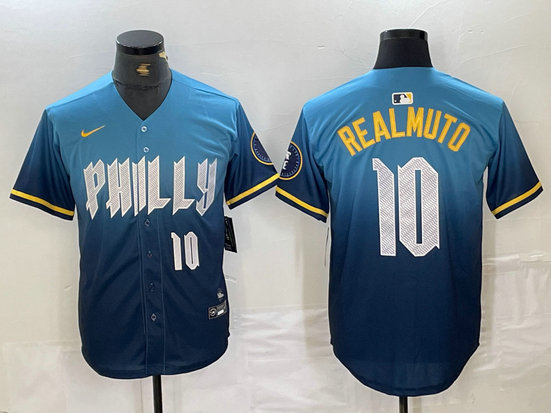 Men's Philadelphia Phillies #10 J.T. Realmuto Blue 2024 City Connect Limited Stitched Jersey 8