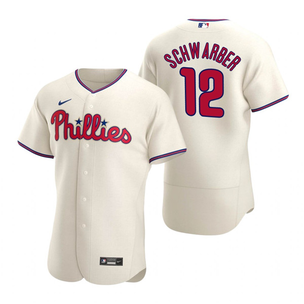 Men's Philadelphia Phillies #12 Kyle Schwarber 2021 Cream Flex Base Stitched Baseball Jersey
