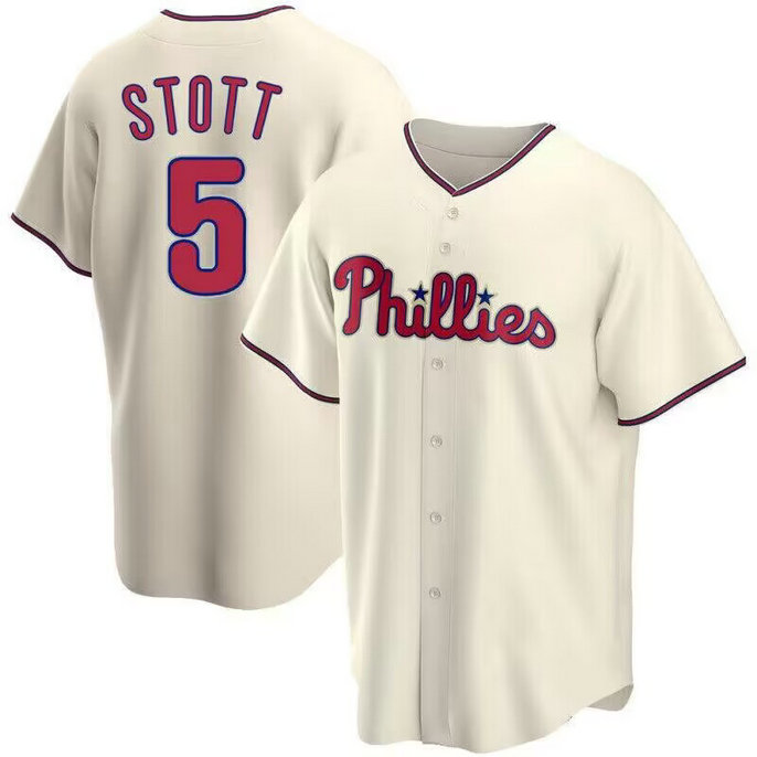 Men's Philadelphia Phillies #5 Bryson Stott  Cream Cool Base Stitched Baseball Jersey