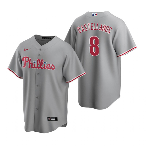 Men's Philadelphia Phillies #8 Nick Castellanos Grey Cool Base Stitched Jersey