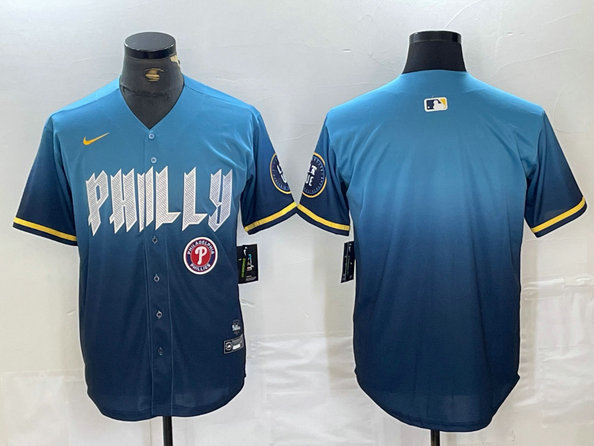 Men's Philadelphia Phillies Blank Blue 2024 City Connect Limited Stitched Jersey 5