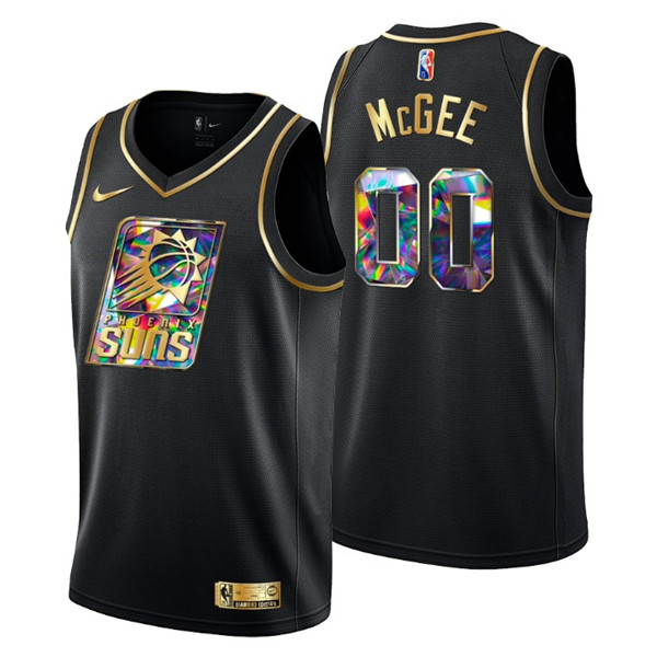 Men's Phoenix Suns #00 JaVale McGee 2021 22 Black Golden Edition Diamond Logo Black 75th Anniversary Stitched Basketball Jersey