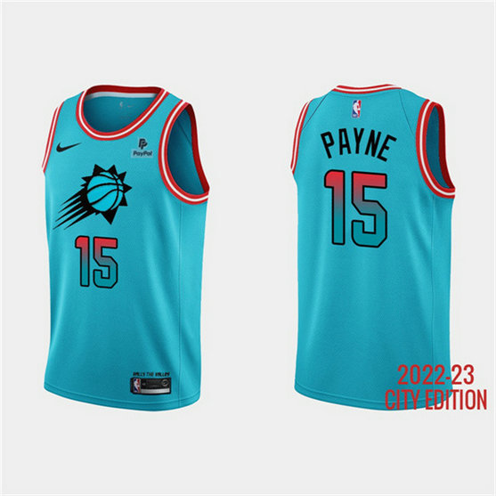 Men's Phoenix Suns #15 Cameron Payne Blue 2022 23 City Edition With Black Payple Patch Stitched Basketball Jersey