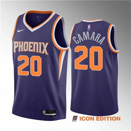 Men's Phoenix Suns #20 Toumani Camara Purple 2023 Draft Icon Edition Stitched Basketball Jersey