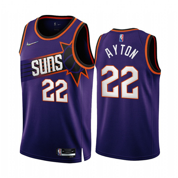 Men's Phoenix Suns #22 Deandre Ayton 2022 23 Purple 75th Anniversary Icon Edition Stitched Jersey