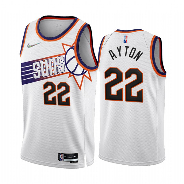 Men's Phoenix Suns #22 Deandre Ayton 2022 23 White 75th Anniversary Association Edition Stitched Jersey