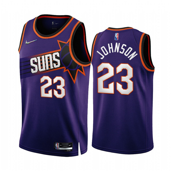Men's Phoenix Suns #23 Cameron Johnson 2022 23 Purple 75th Anniversary Icon Edition Stitched Jersey