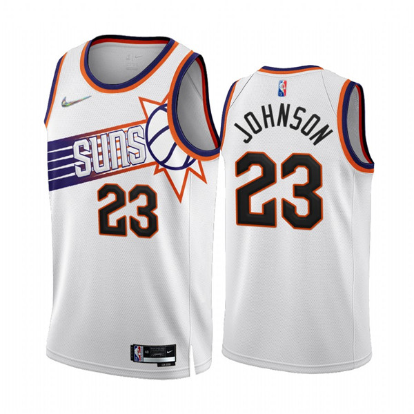 Men's Phoenix Suns #23 Cameron Johnson 2022 23 White 75th Anniversary Association Edition Stitched Jersey