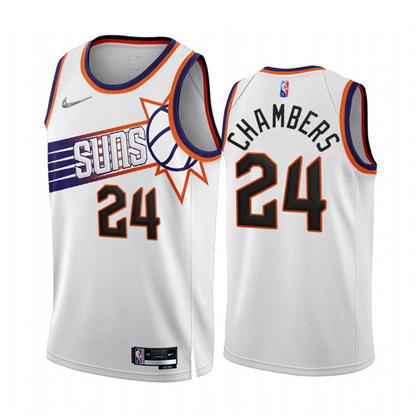 Men's Phoenix Suns #24 Tom Chambers 2022 23 White 75th Anniversary Association Edition Stitched Jersey