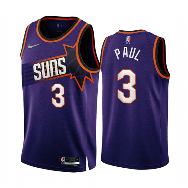 Men's Phoenix Suns #3 Chris Paul 2022 23 Purple 75th Anniversary Icon Edition Stitched Jersey