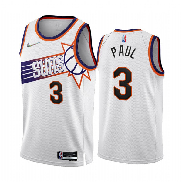 Men's Phoenix Suns #3 Chris Paul 2022 23 White 75th Anniversary Association Edition Stitched Jersey