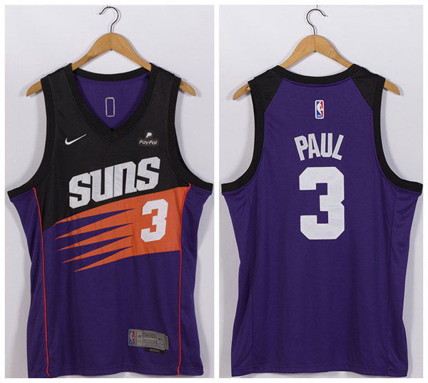 Men's Phoenix Suns #3 Chris Paul Purple Stitched Jersey
