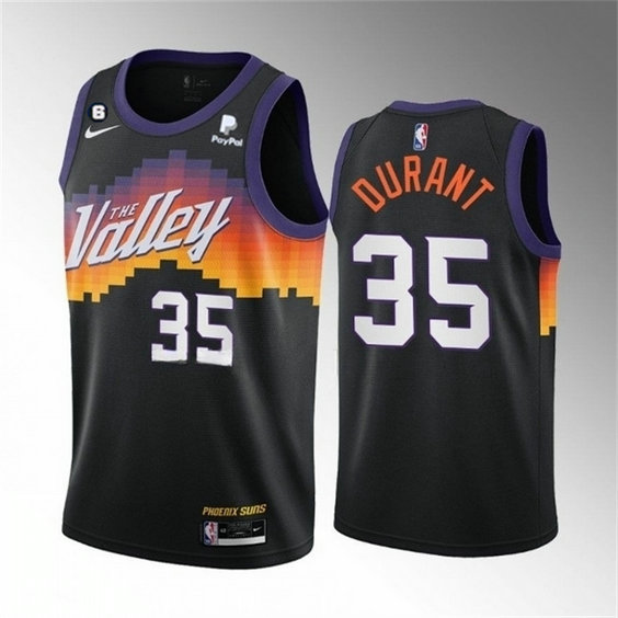 Men's Phoenix Suns #35 Kevin Durant Balck With NO.6 Patch 2021 22 City Edition Stitched Basketball Jersey